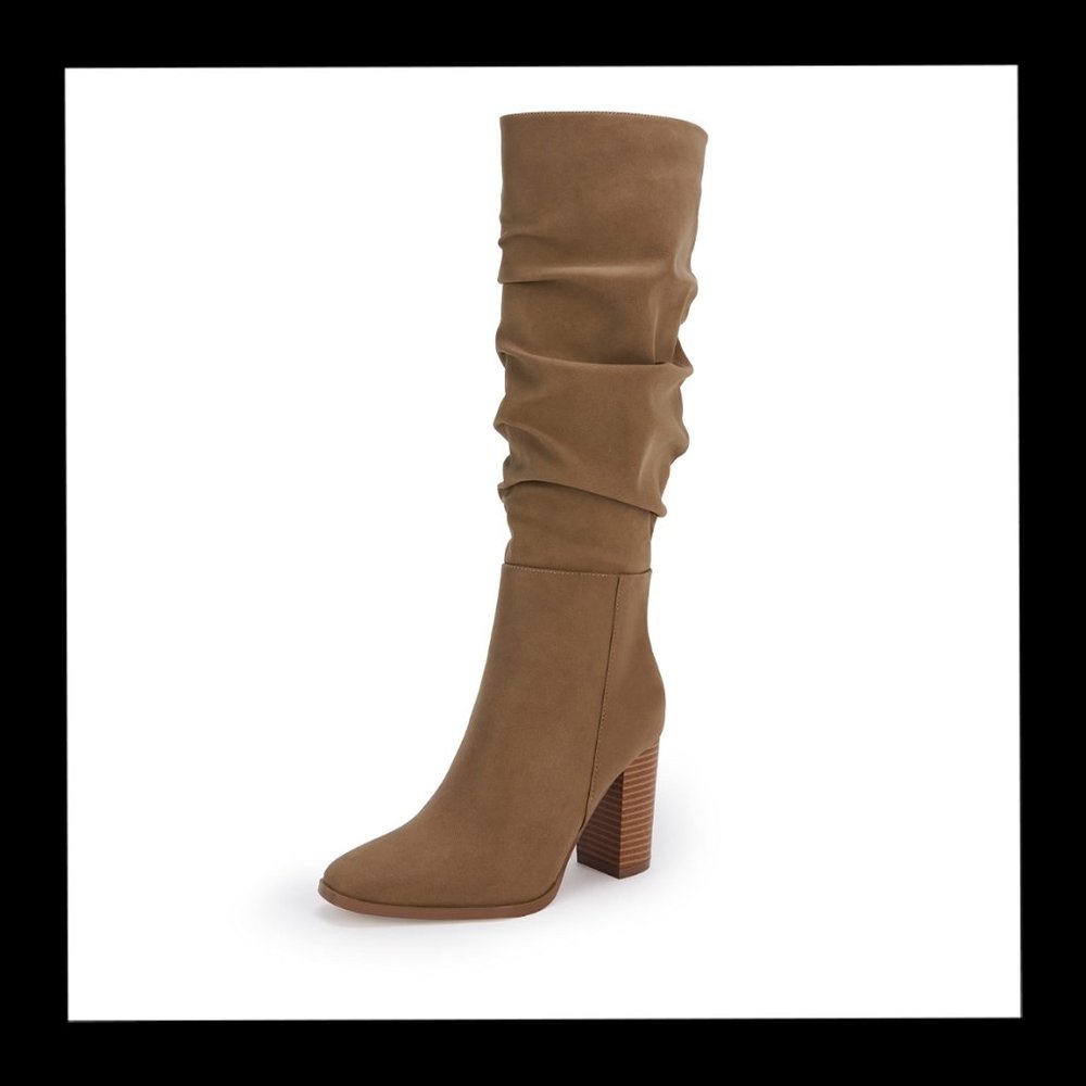 Coutgo womens faux suede knee high boots